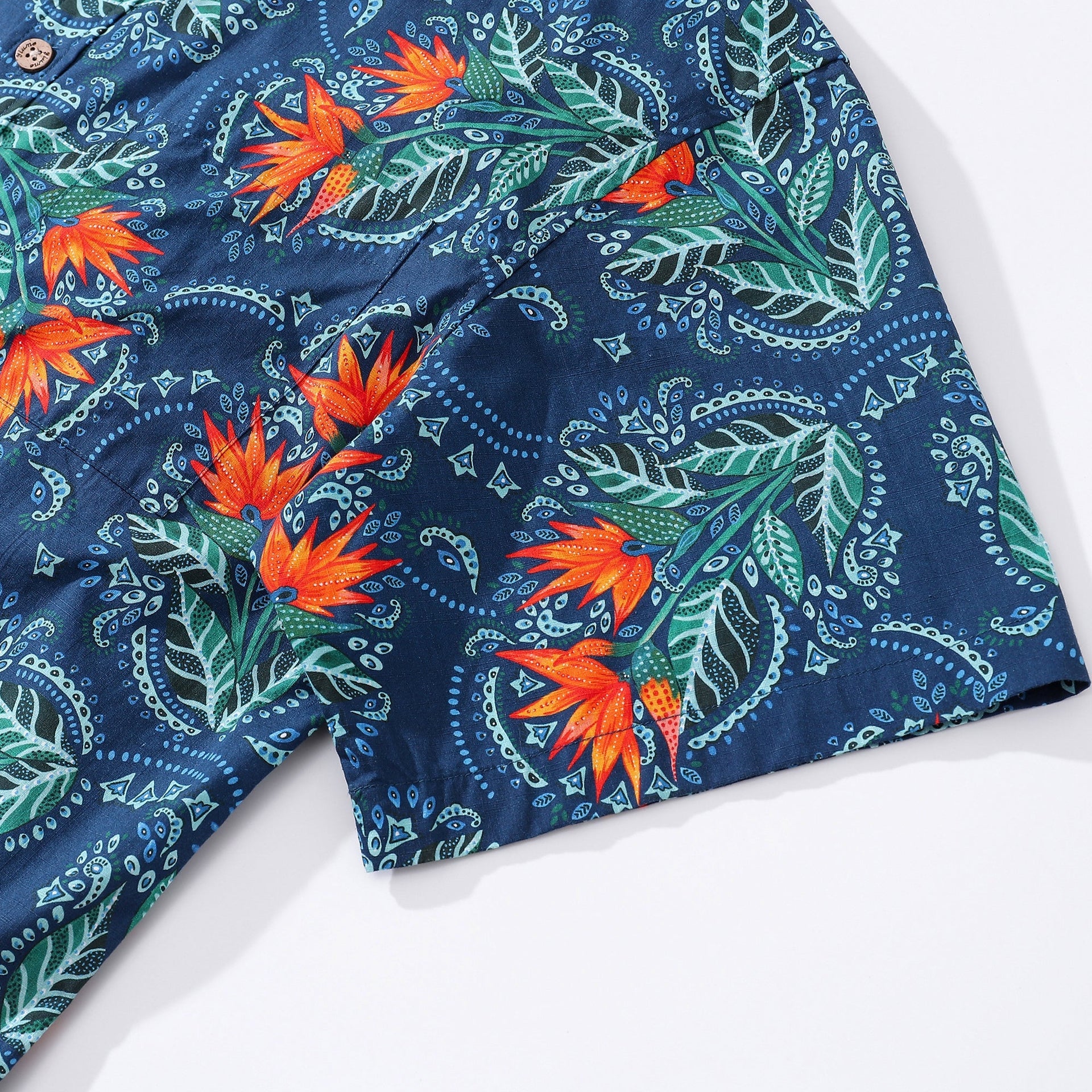 Birds of Paradise Short Sleeve Cotton Aloha Shirt By Fizah Malik