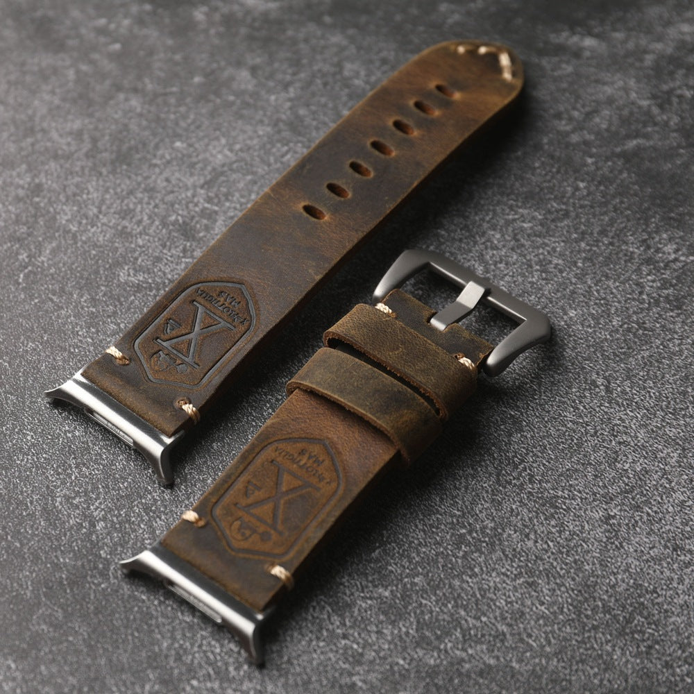 Vintage Distressed Genuine Leather Watch Strap