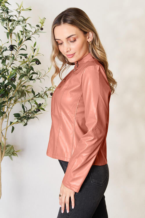 Classic Girls Zip-Up Jacket with Stand Collar for Everyday Wear