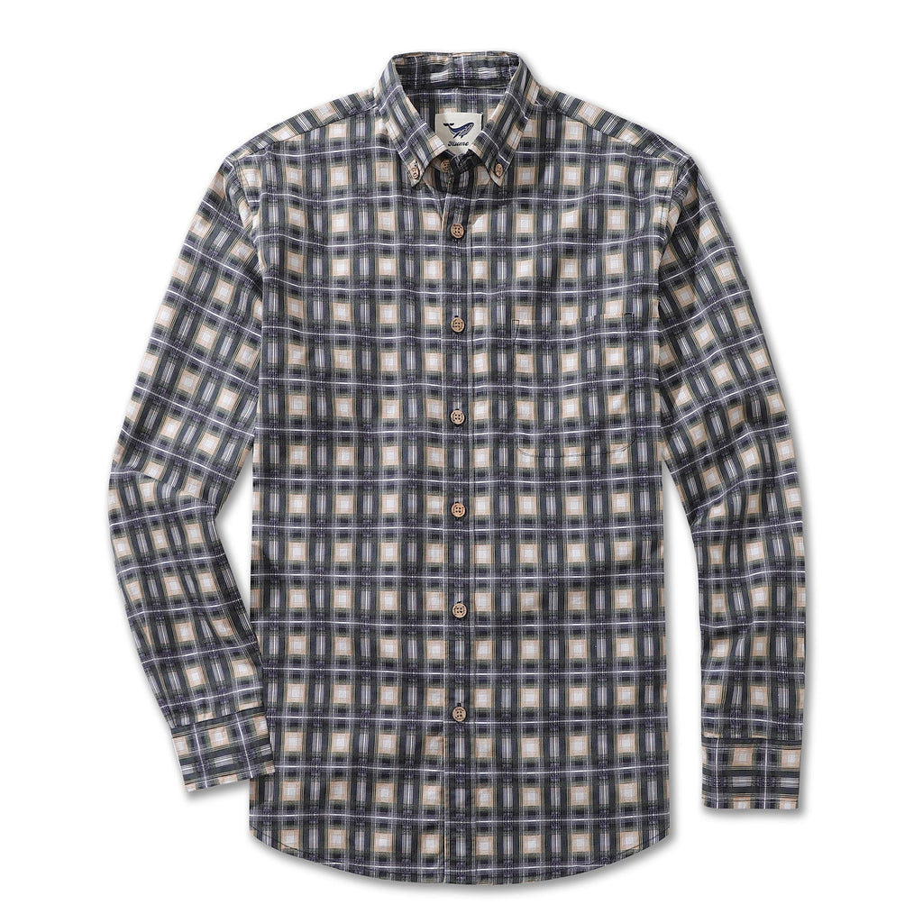 Men's Urban Sophistication Plaid Cotton Long Sleeve Shirt