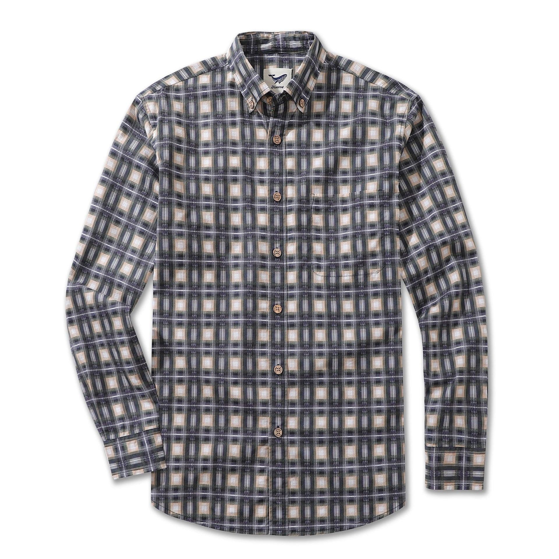Men's Urban Sophistication Plaid Cotton Long Sleeve Shirt