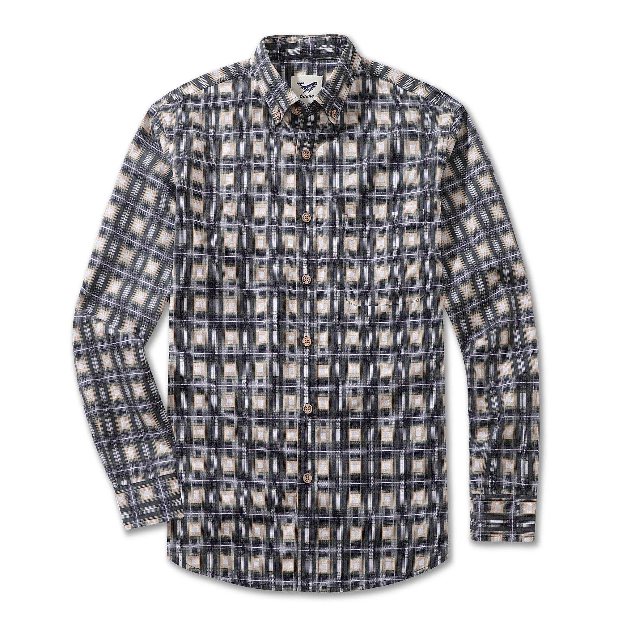 Men's Urban Sophistication Plaid Cotton Long Sleeve Shirt