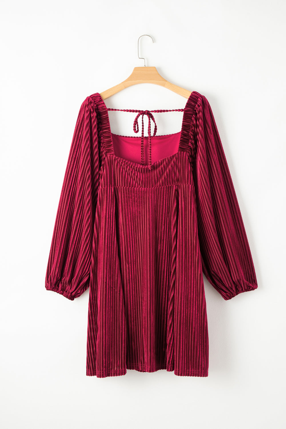 Velvet Tie-Back Square Neck Babydoll Dress