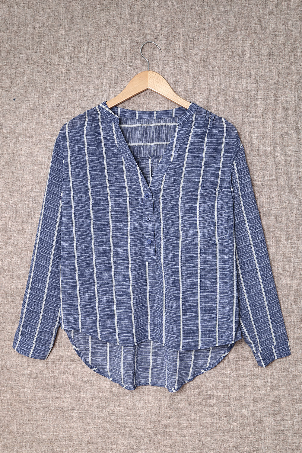 Stripe V-Neck Long Sleeve Blouse