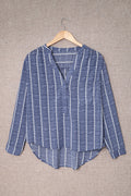 Stripe V-Neck Long Sleeve Blouse