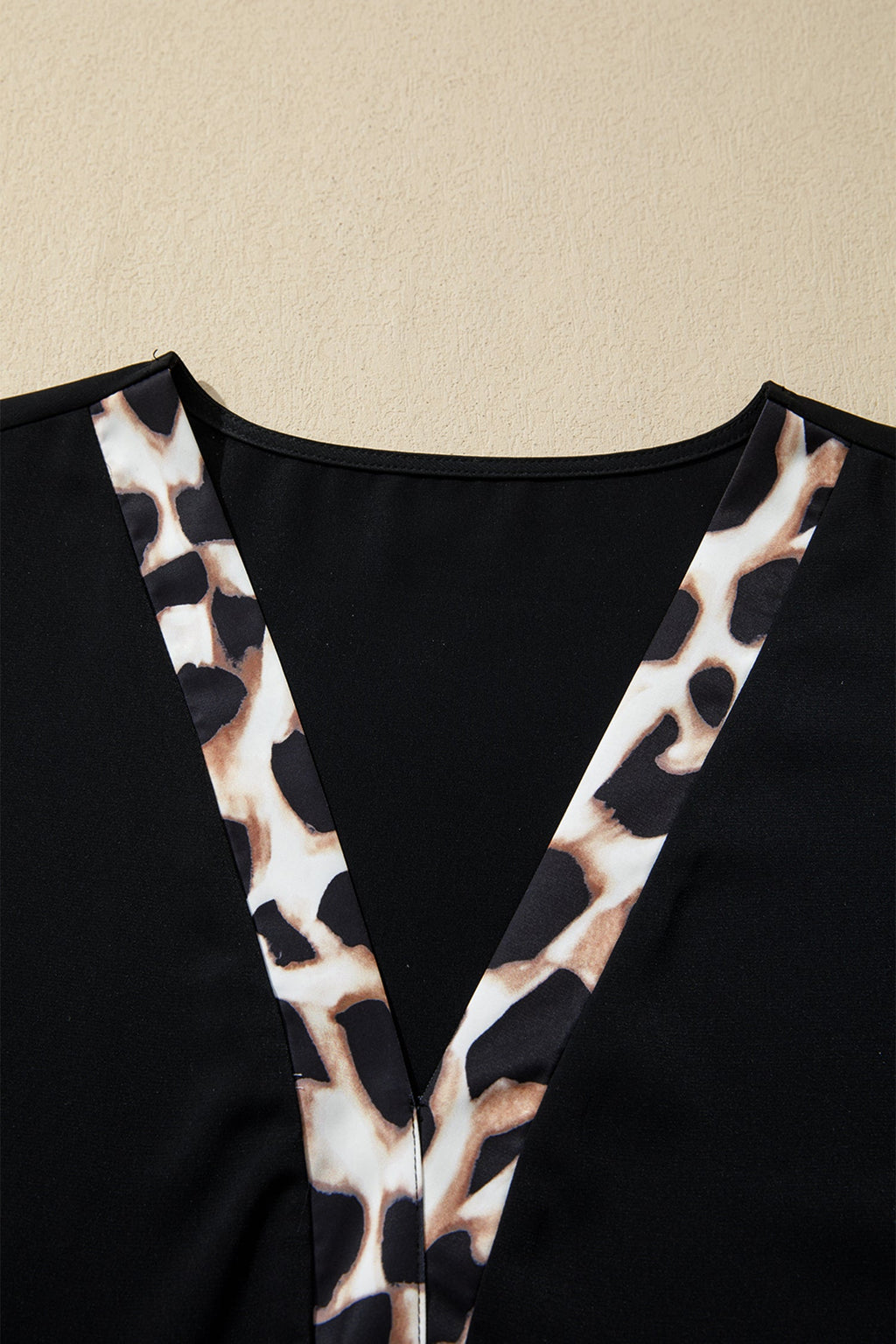 Plus Size Leopard Patchwork V-Neck Ruffle Dress