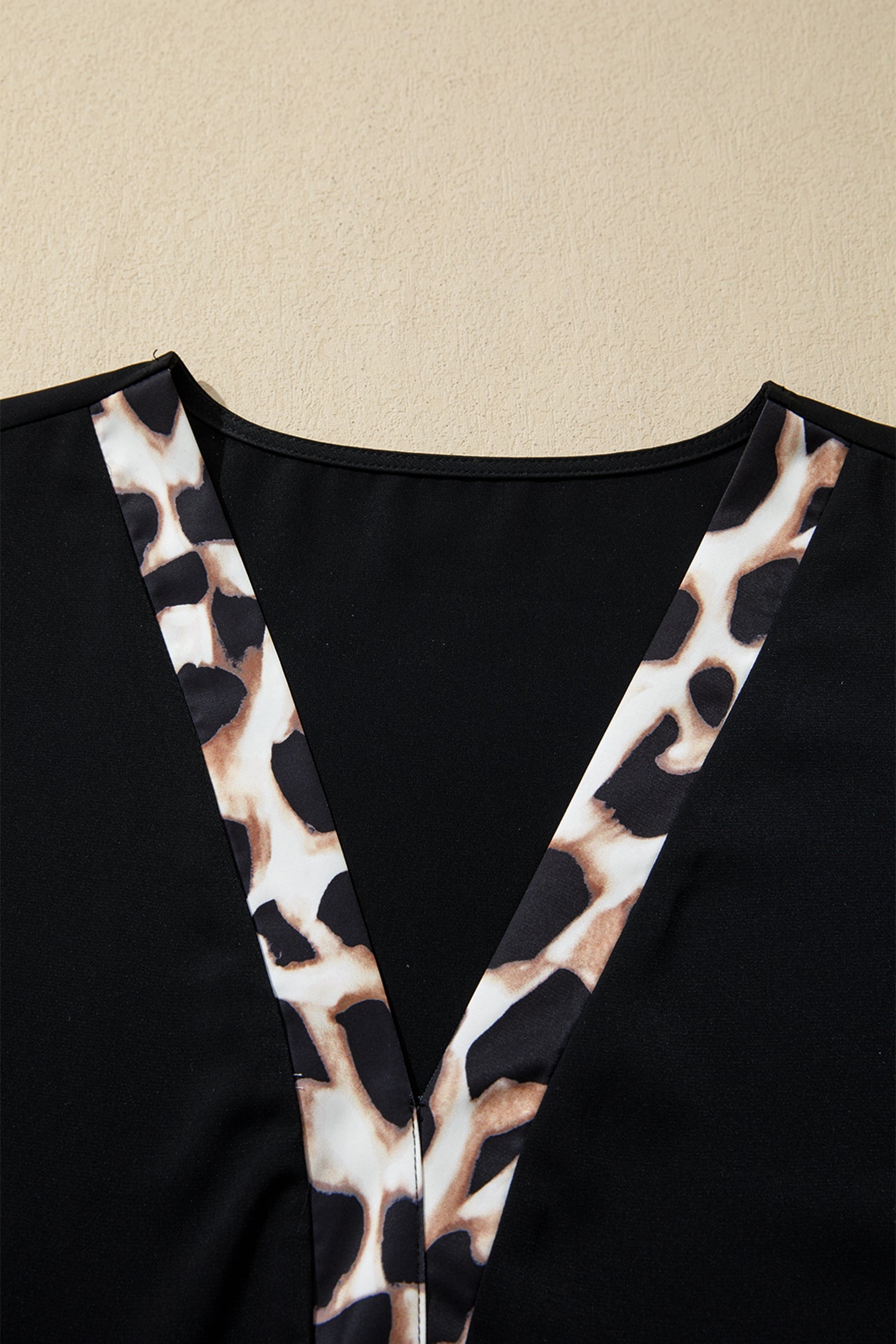 Plus Size Leopard Patchwork V-Neck Ruffle Dress