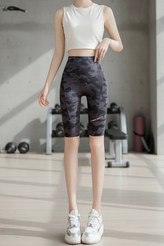 Camouflage Shark Slim-Fit Yoga Pants – Multi-Length Leggings