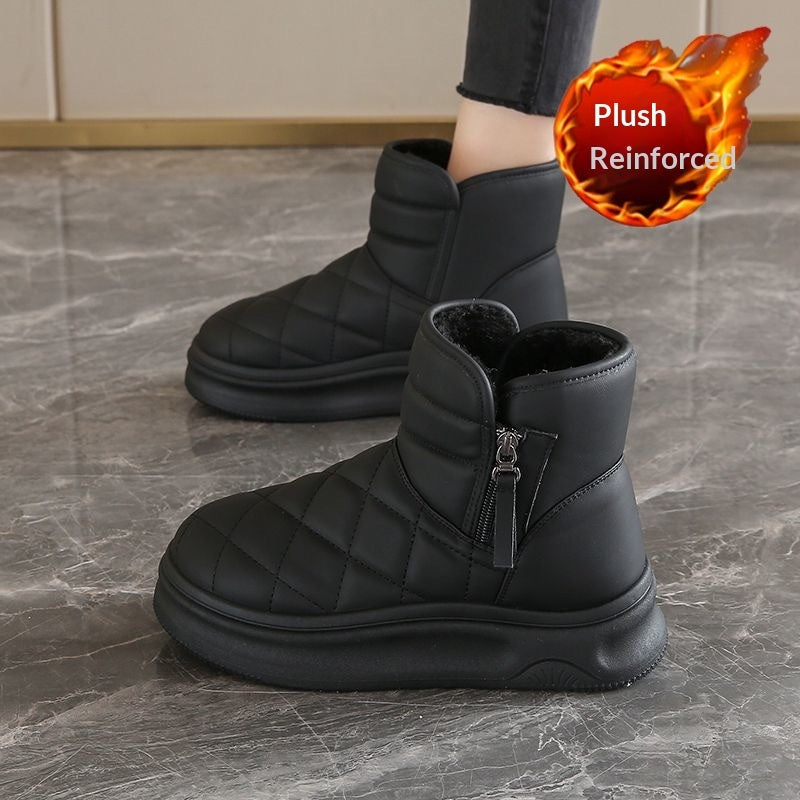 Women’s Warm Fleece-Lined Quilted Ankle Snow Boots Winter Footwear