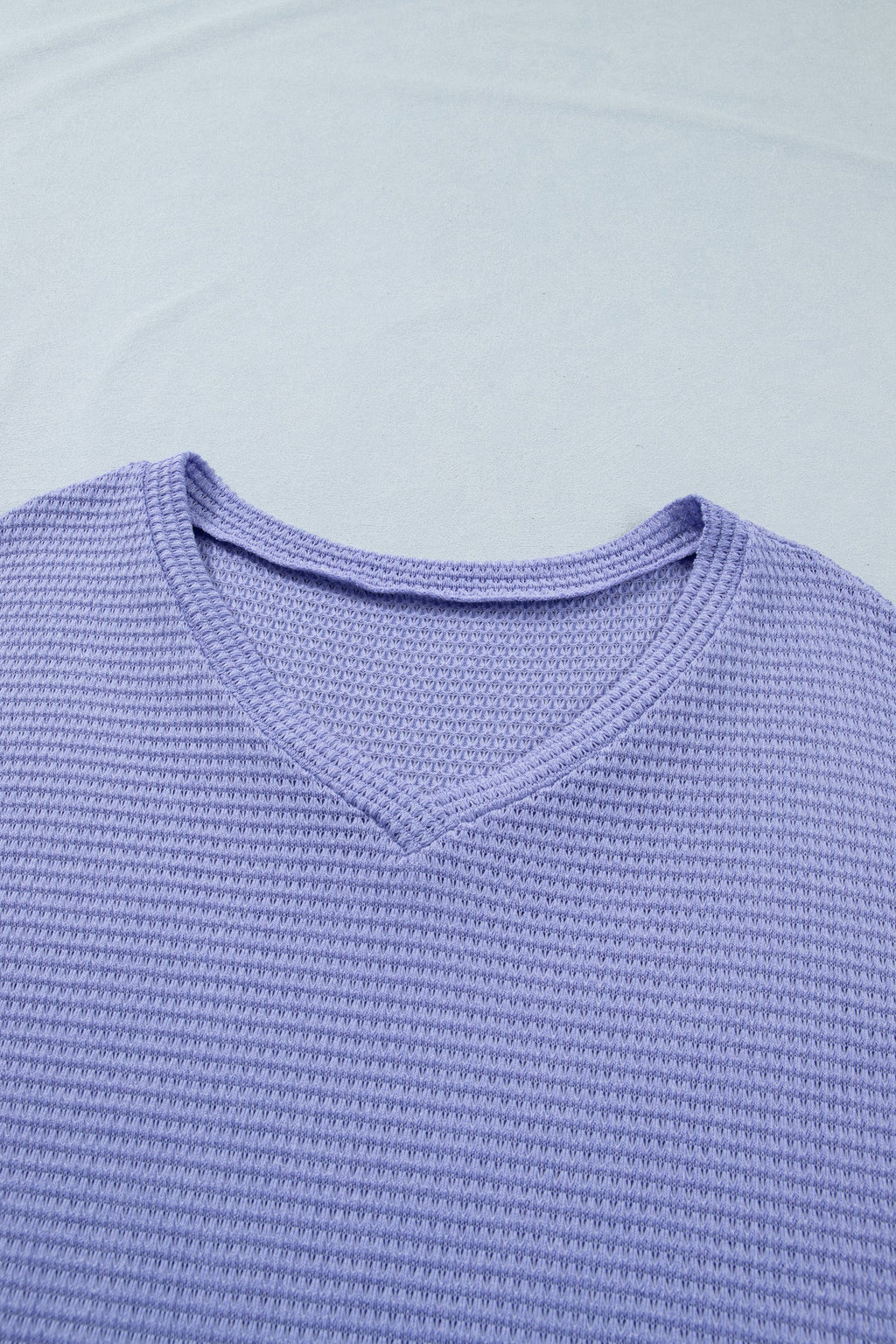 Mint Green Waffle Knit V-Neck Short Sleeve Top - Image 5