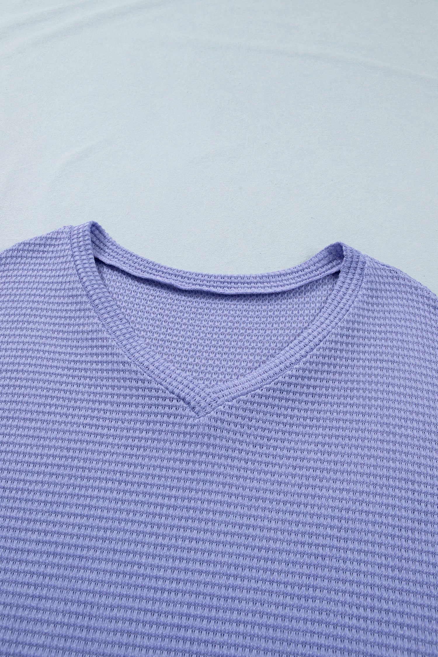 Mint Green Waffle Knit V-Neck Short Sleeve Top - Image 5