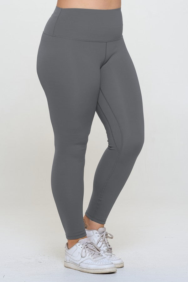 Women's High Waisted Fleece Lined Leggings in Charcoal Grey - Image 4