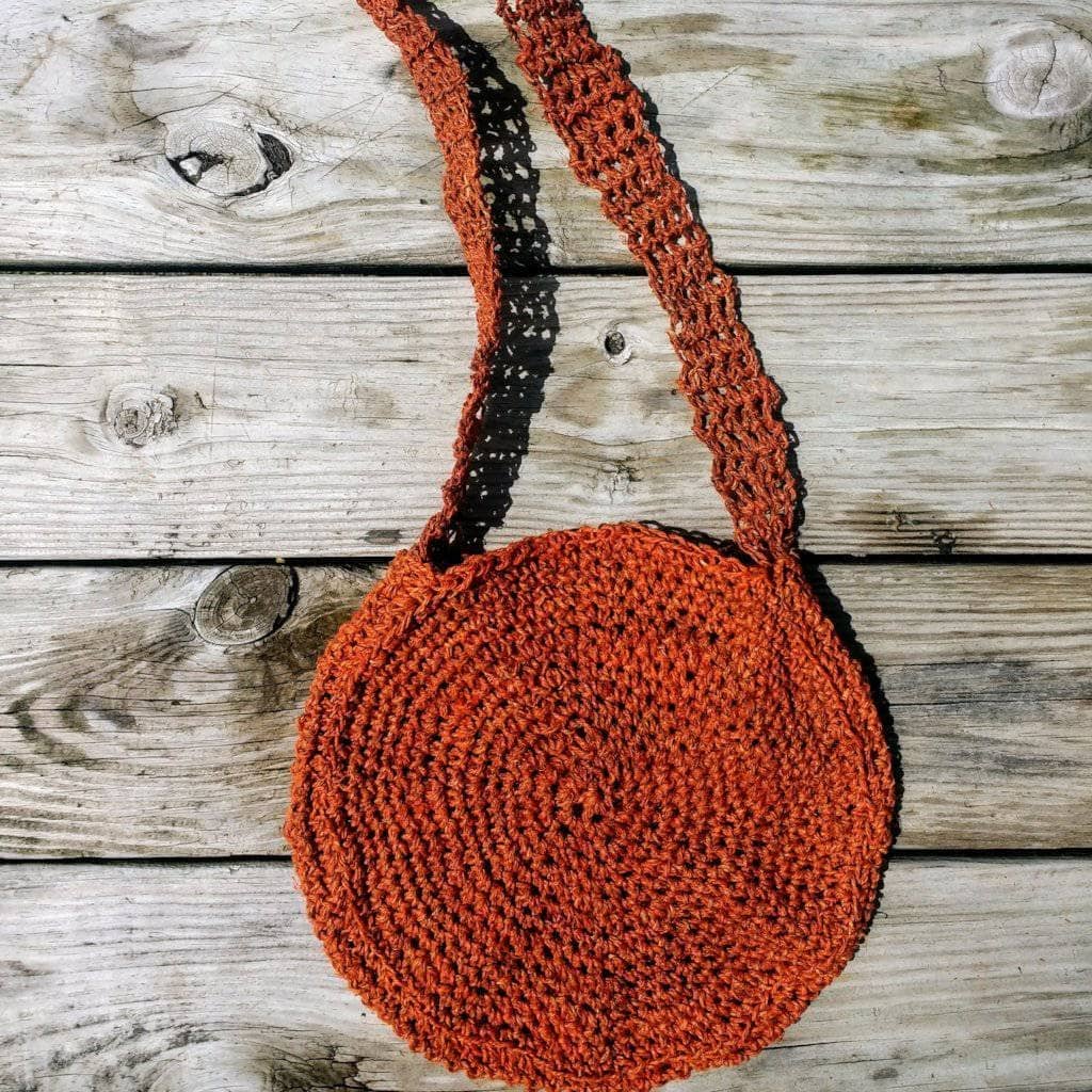 Bohemian Crochet Circular Bag Pattern in Rust and Terracotta