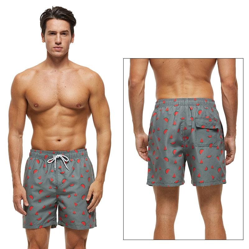Men's Quick Dry Tropical Beach Board Shorts with Mesh Lining