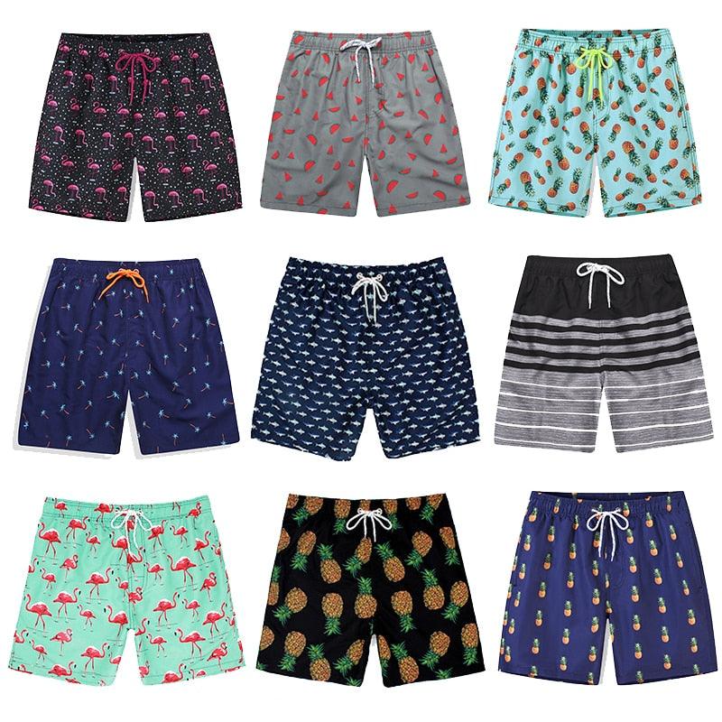 Men's Quick Dry Tropical Beach Board Shorts with Mesh Lining