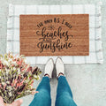 Beaches and Sunshine humorous coir doormat with natural brown finish