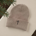 Embroidered Cross Christian Beanie