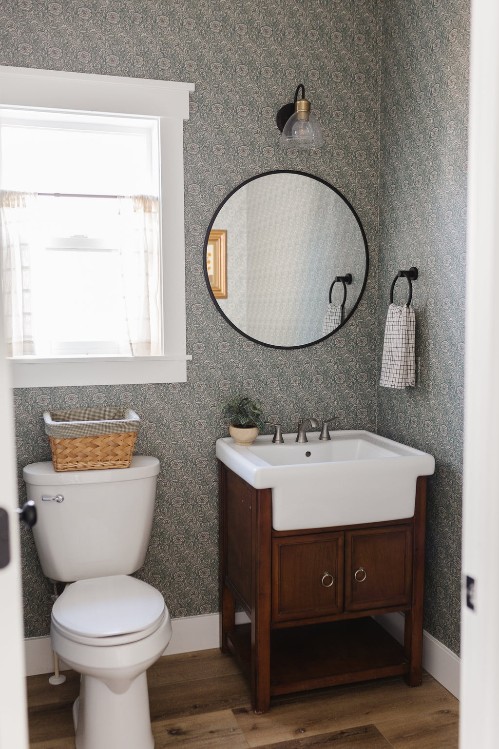 Annika Traditional Floral Wallpaper - Sage-Green, Cream & Brown