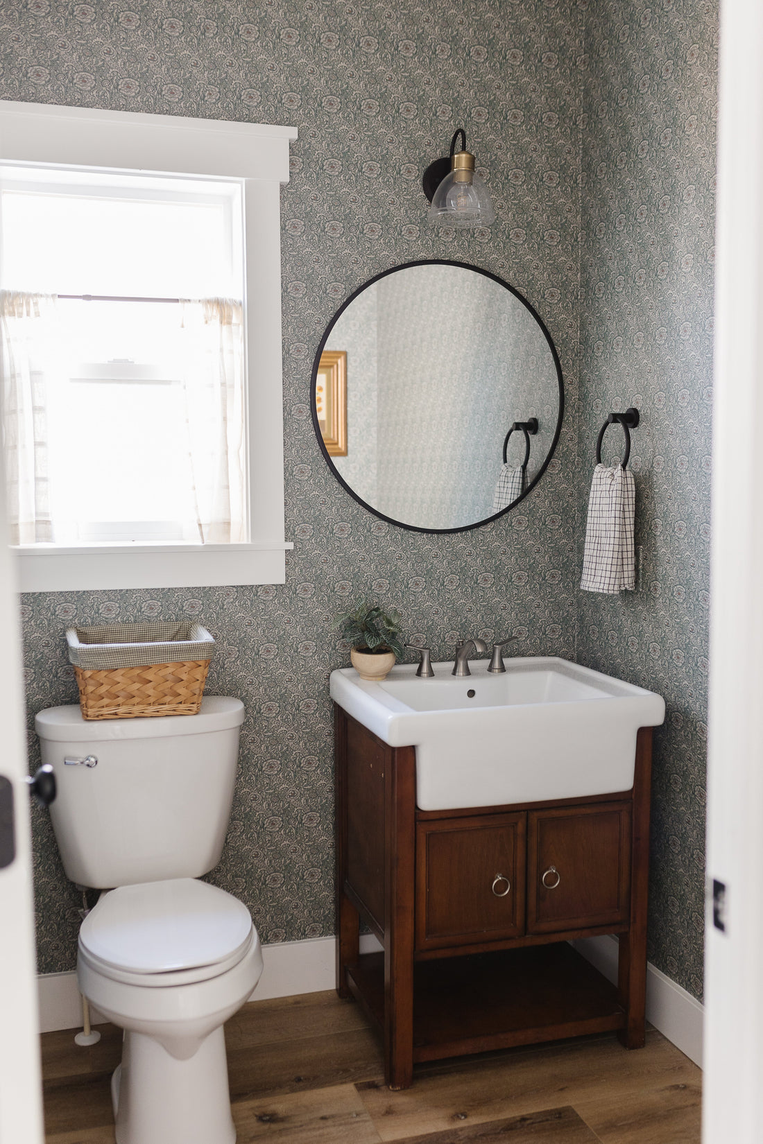 Annika Traditional Floral Wallpaper - Sage-Green, Cream & Brown