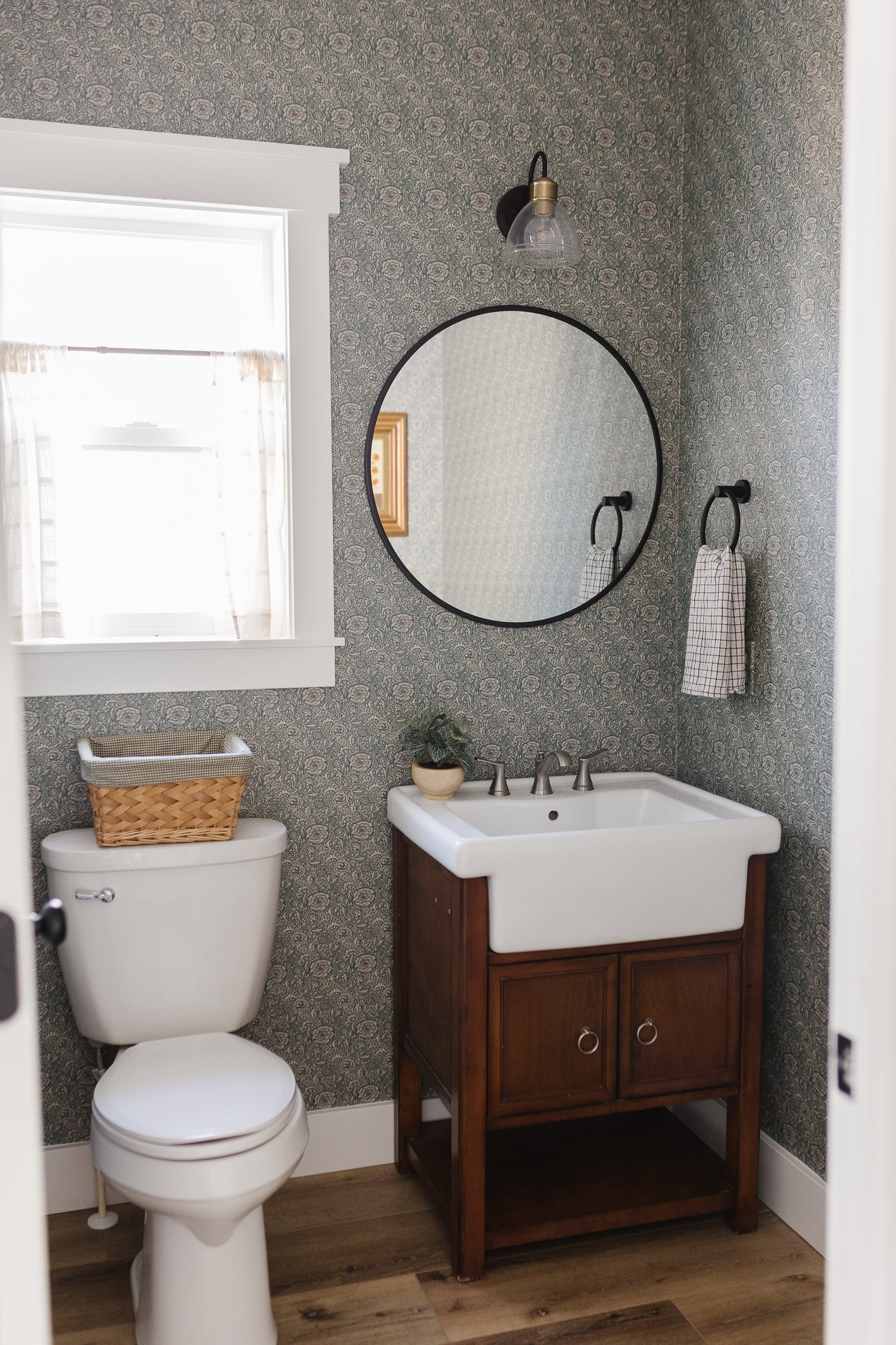 Annika Traditional Floral Wallpaper - Sage-Green, Cream & Brown