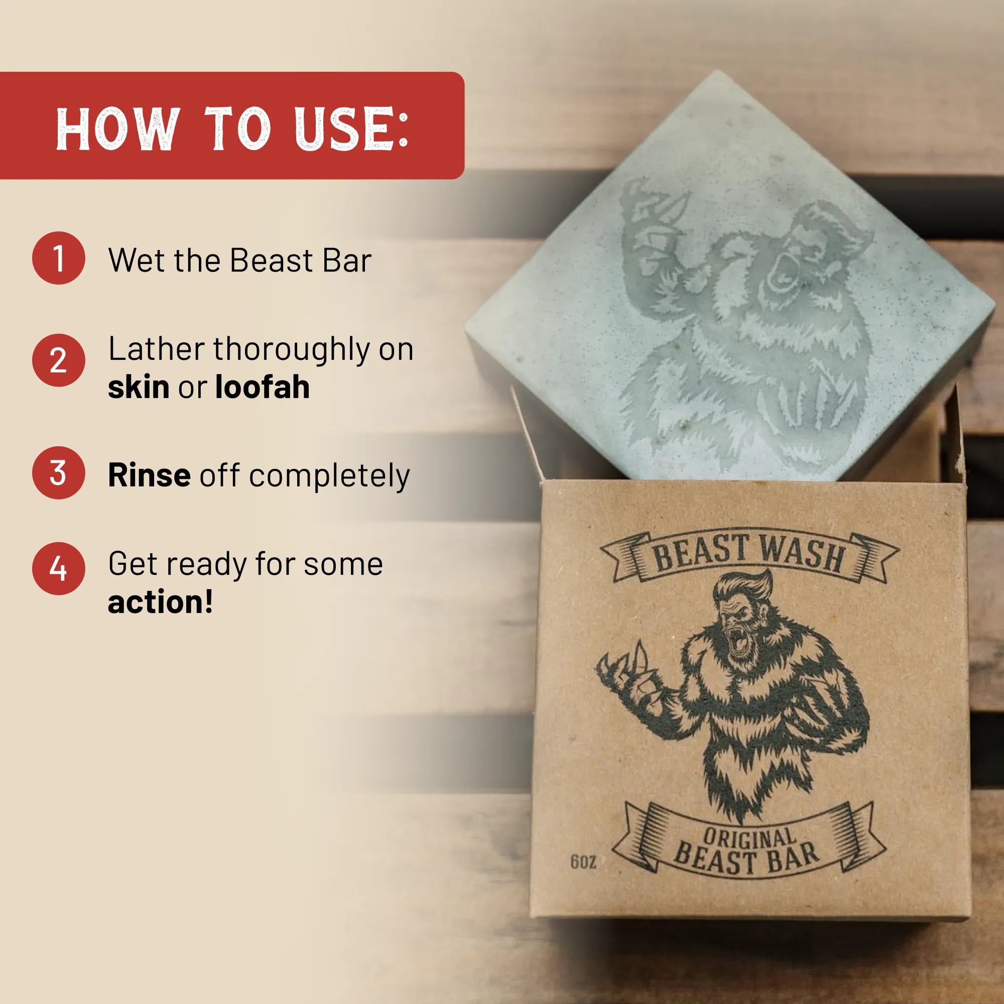 Beast Bar Natural Organic Body Wash Soap 6oz Bar - Image 5