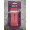 A pink and purple Beaut 4-Way Shine Block nail file with 100/180 grit texture.