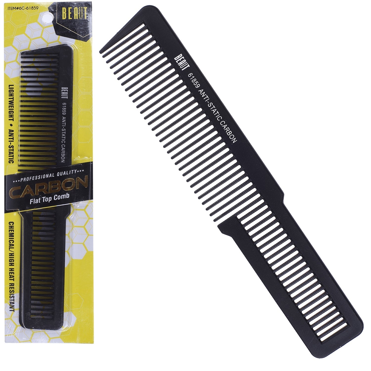 Professional Anti-Static Carbon Pin Tail Comb - Matte Black
