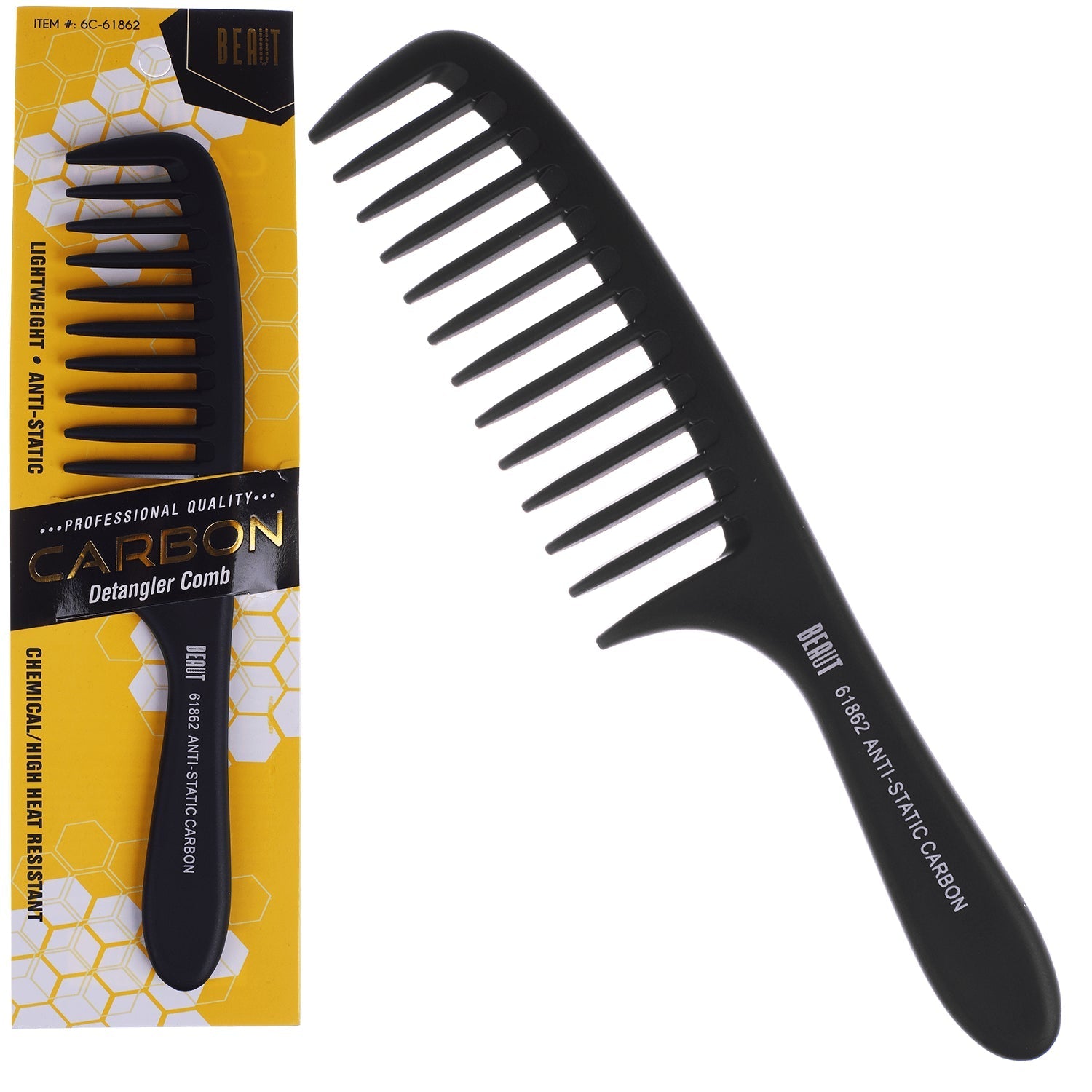 Professional Anti-Static Carbon Pin Tail Comb - Matte Black