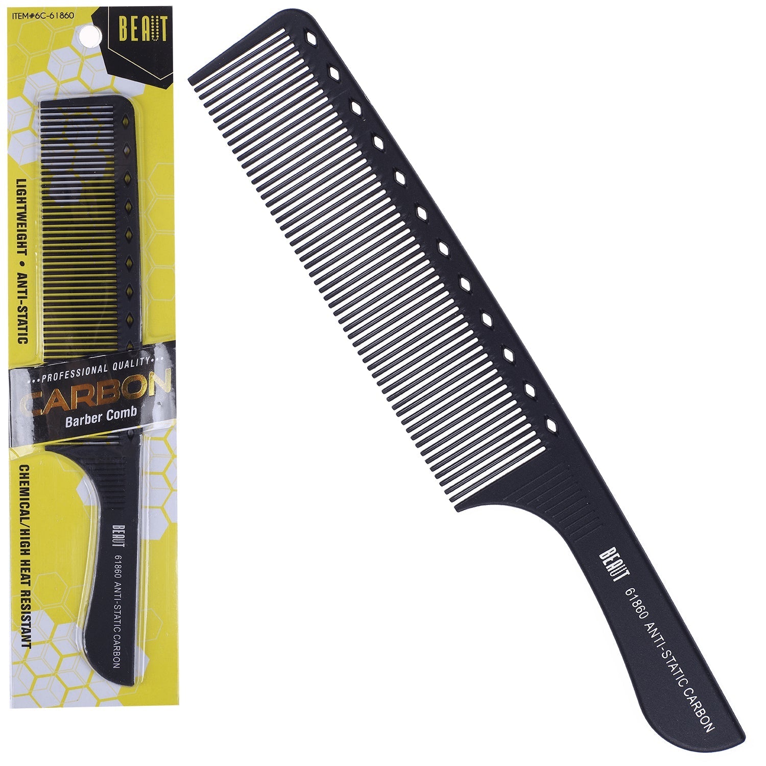 Professional Anti-Static Carbon Pin Tail Comb - Matte Black
