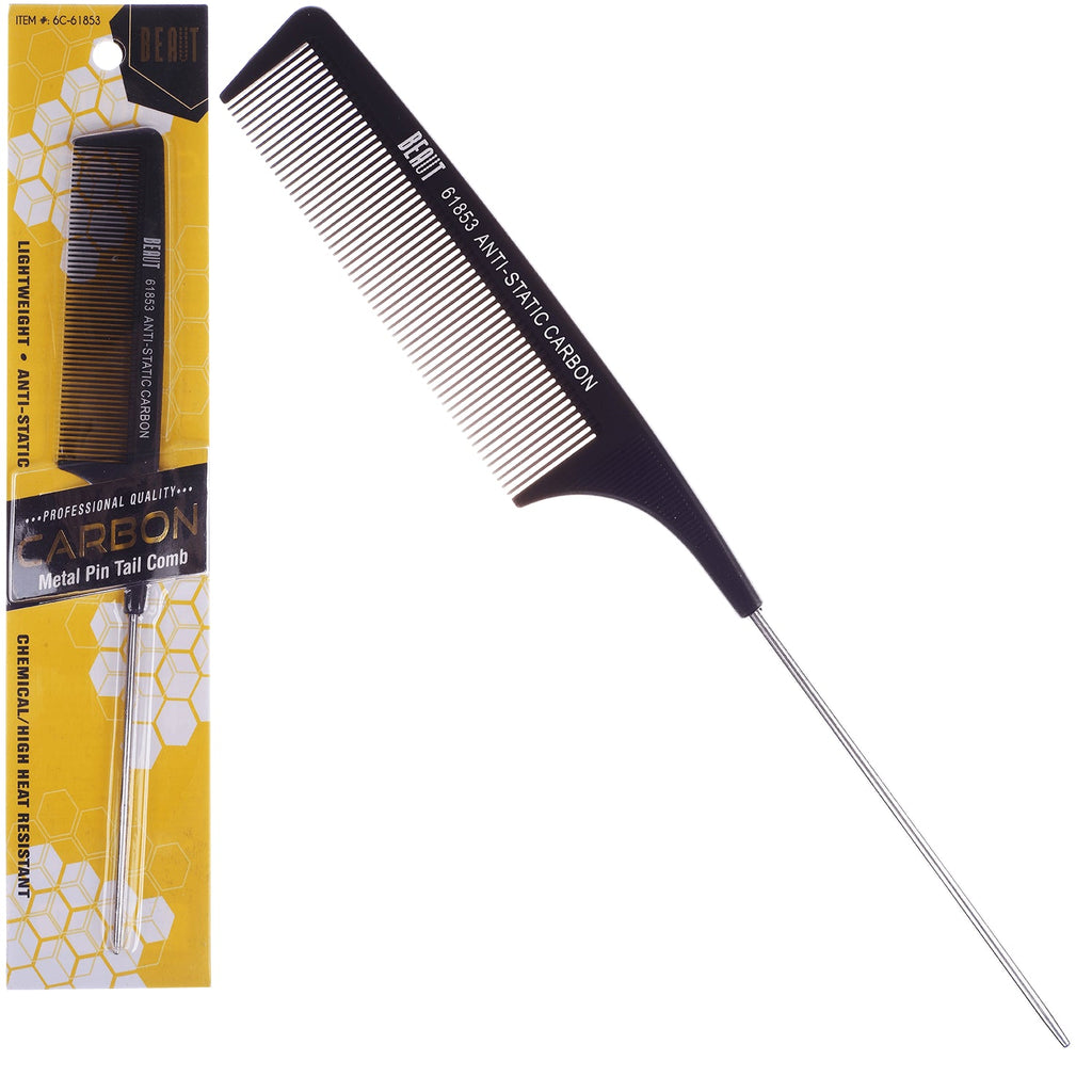 Professional Anti-Static Carbon Pin Tail Comb - Matte Black