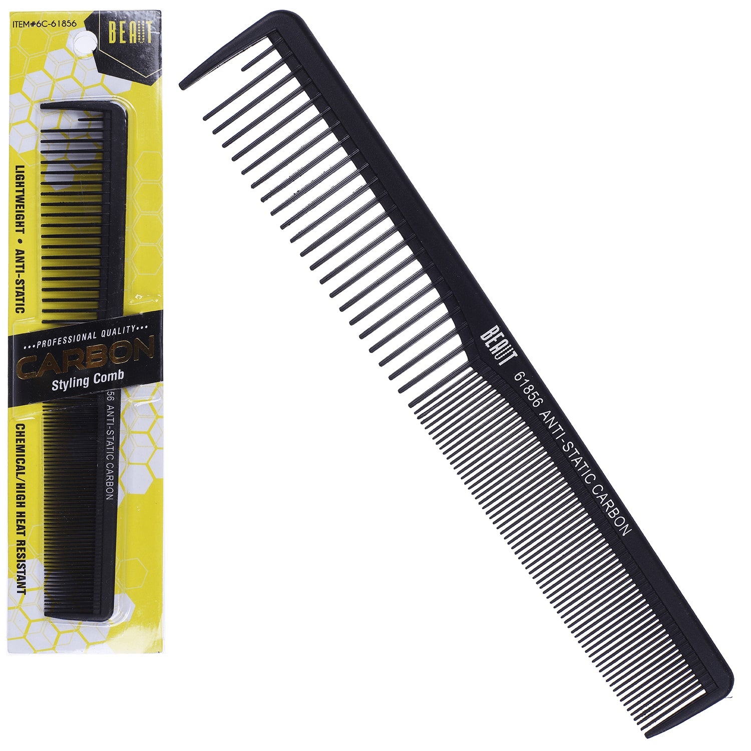 Professional Anti-Static Carbon Pin Tail Comb - Matte Black