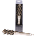 Professional 53mm round ceramic hair brush with black and metallic gold finish
