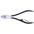 Professional black and silver stainless steel full jaw cuticle nipper tool.