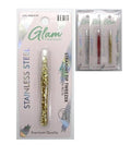 Glam stainless steel straight tip tweezer in metallic gold, silver, and red finish