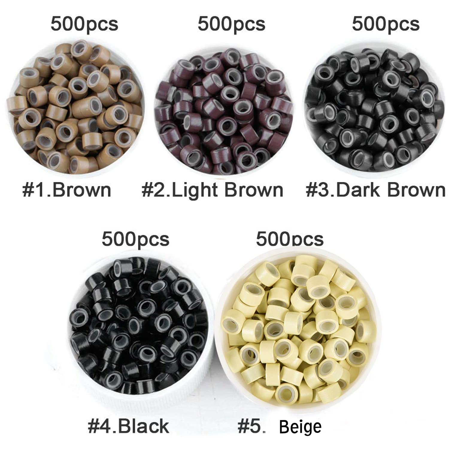 Silicone Micro Rings for Hair Extensions 5mm - 500 pcs Set