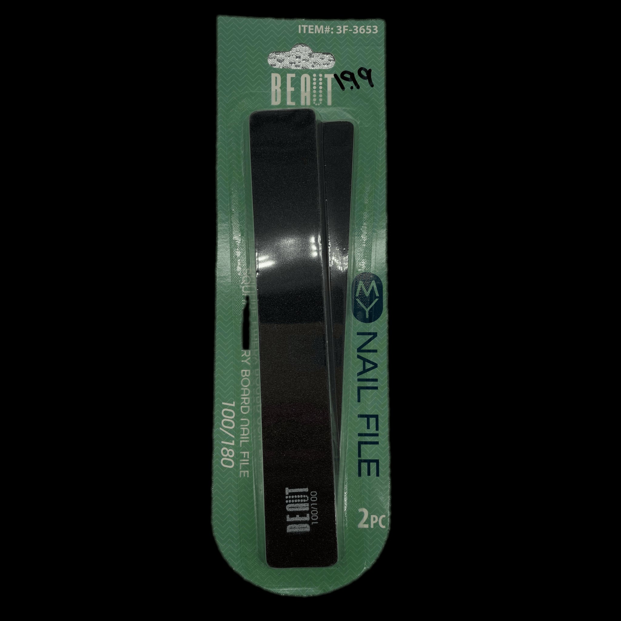 Dual-grit 100/180 square emery board nail file for professional grooming