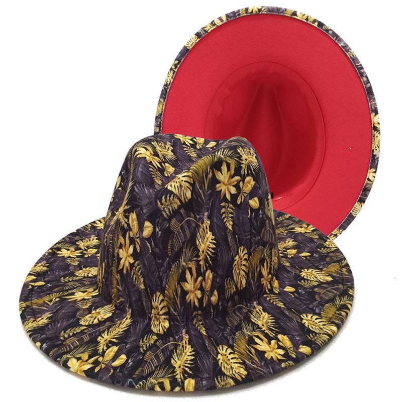 Two-Tone Retro Fedora Hat Wide Brim Unisex Jazz Cap 56-58cm