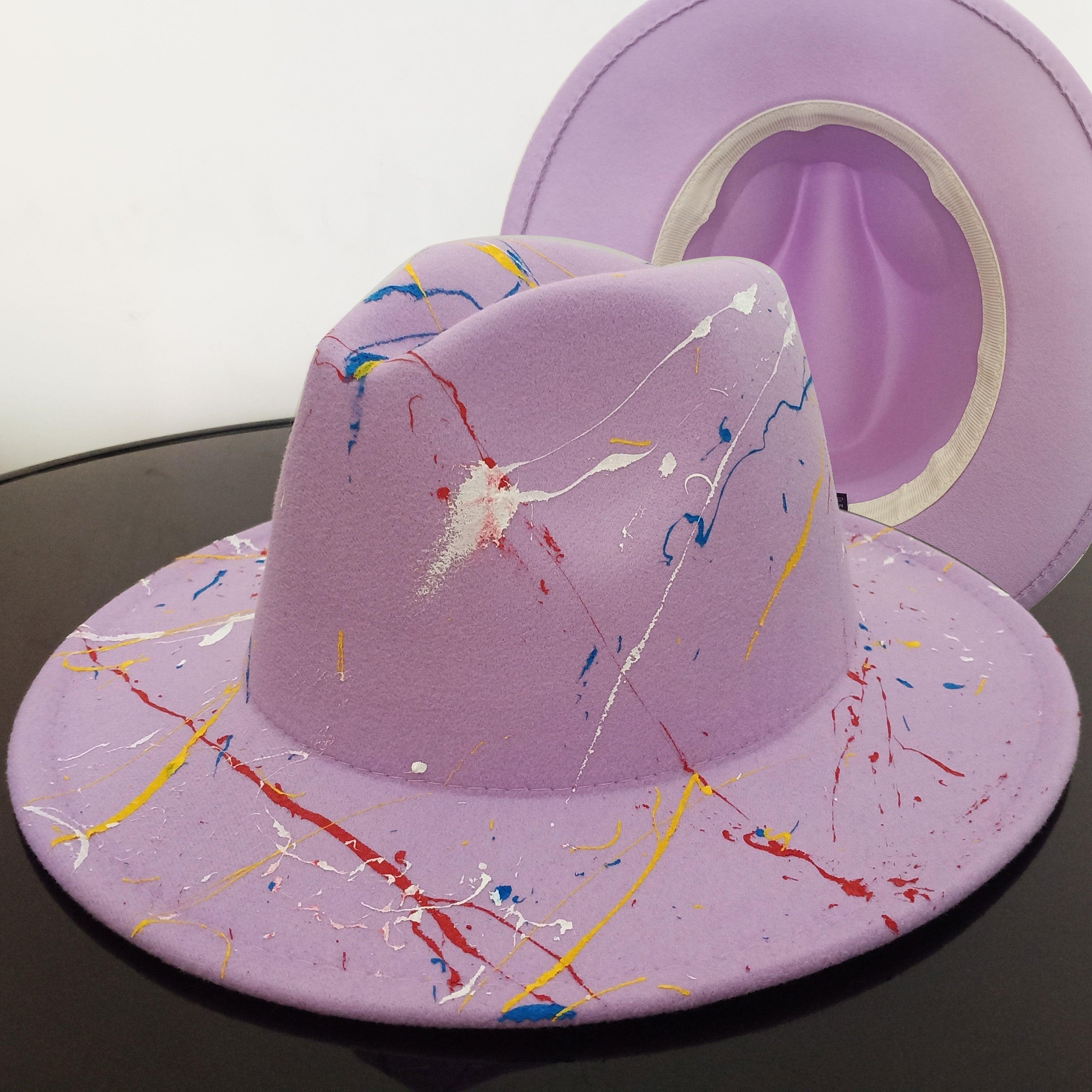 Two-Tone Retro Fedora Hat Wide Brim Unisex Jazz Cap 56-58cm