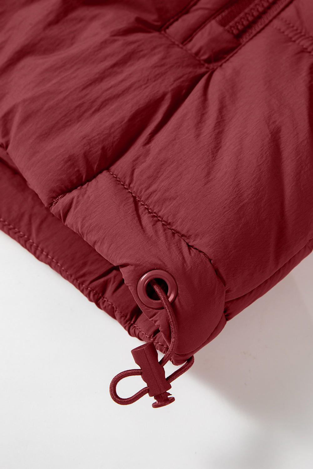 Women's Hooded Puffer Vest in Deep Burgundy - Image 5