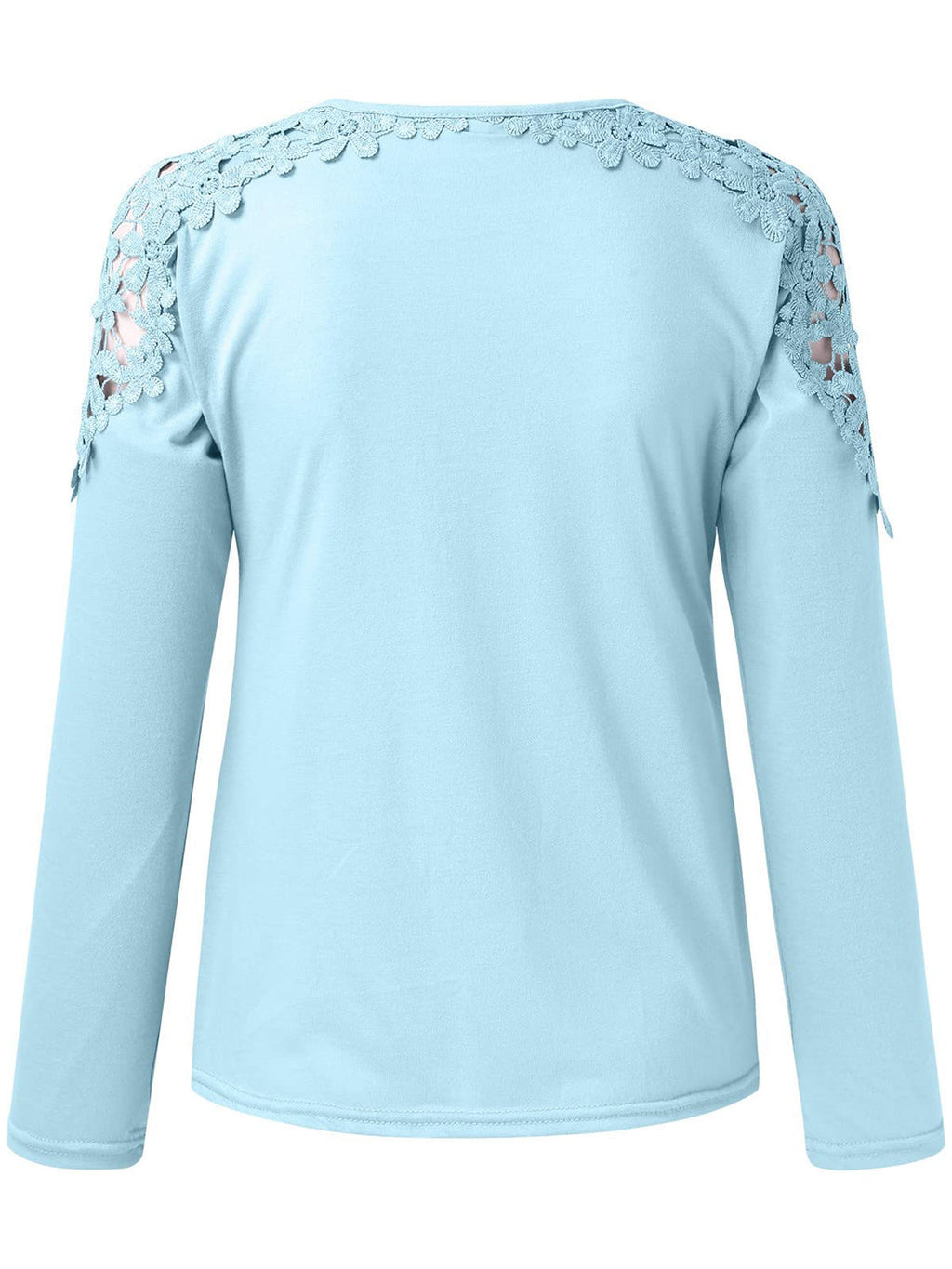 Women's Grey Long Sleeve T-Shirt with Delicate Floral Lace Detail - Image 10