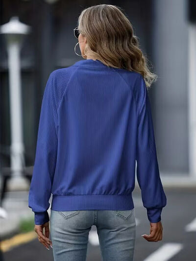 Women's White Zip-Up Collared Jacket with Raglan Sleeves