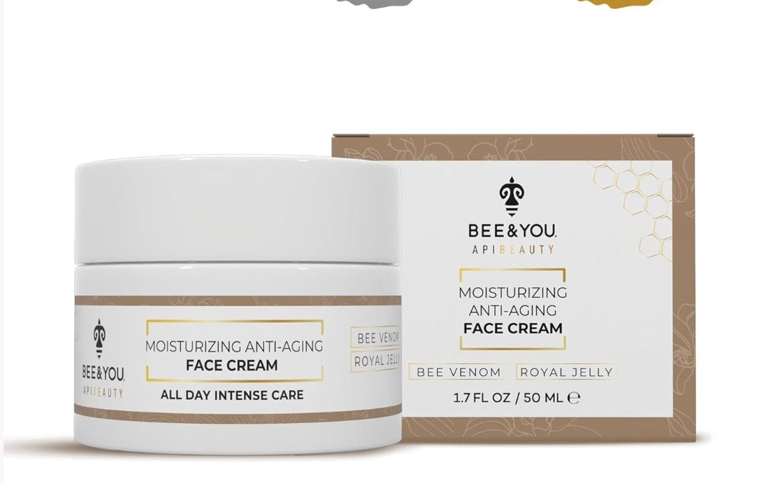 Bee & You Anti-Aging Natural Face Cream in 1.7 fl oz jar with royal jelly and bee venom