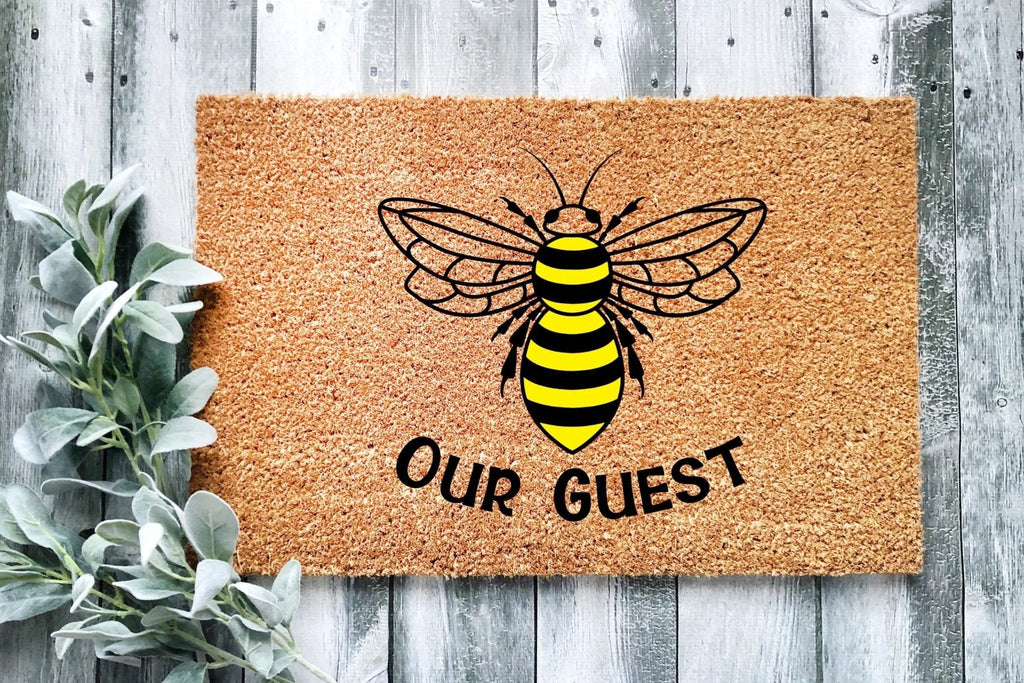 Bee Our Guest Natural Coir Doormat – Rustic Farmhouse Decor