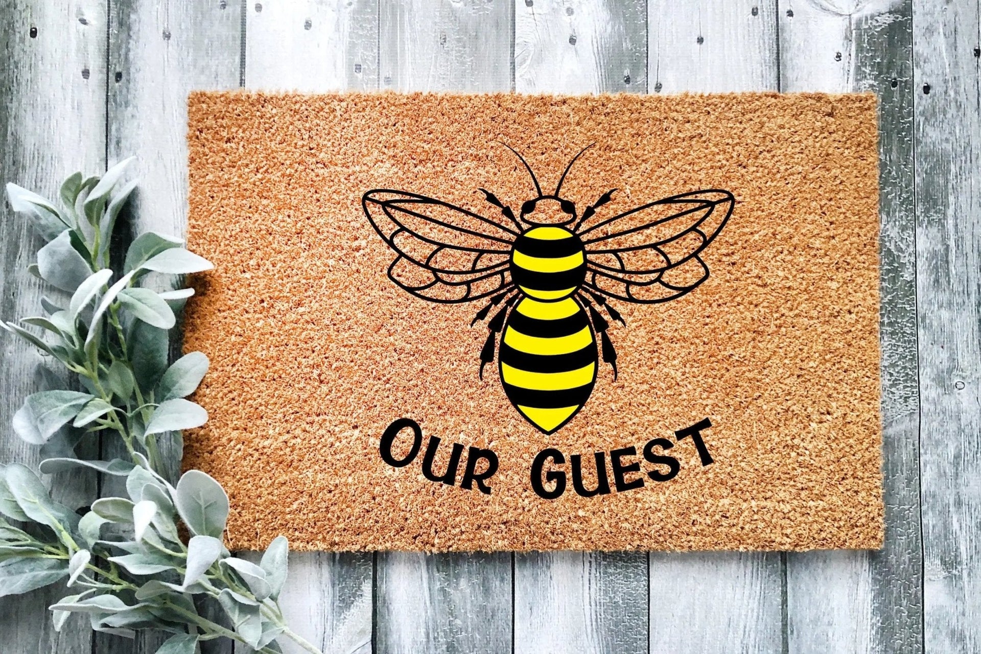 Bee Our Guest Natural Coir Doormat – Rustic Farmhouse Decor