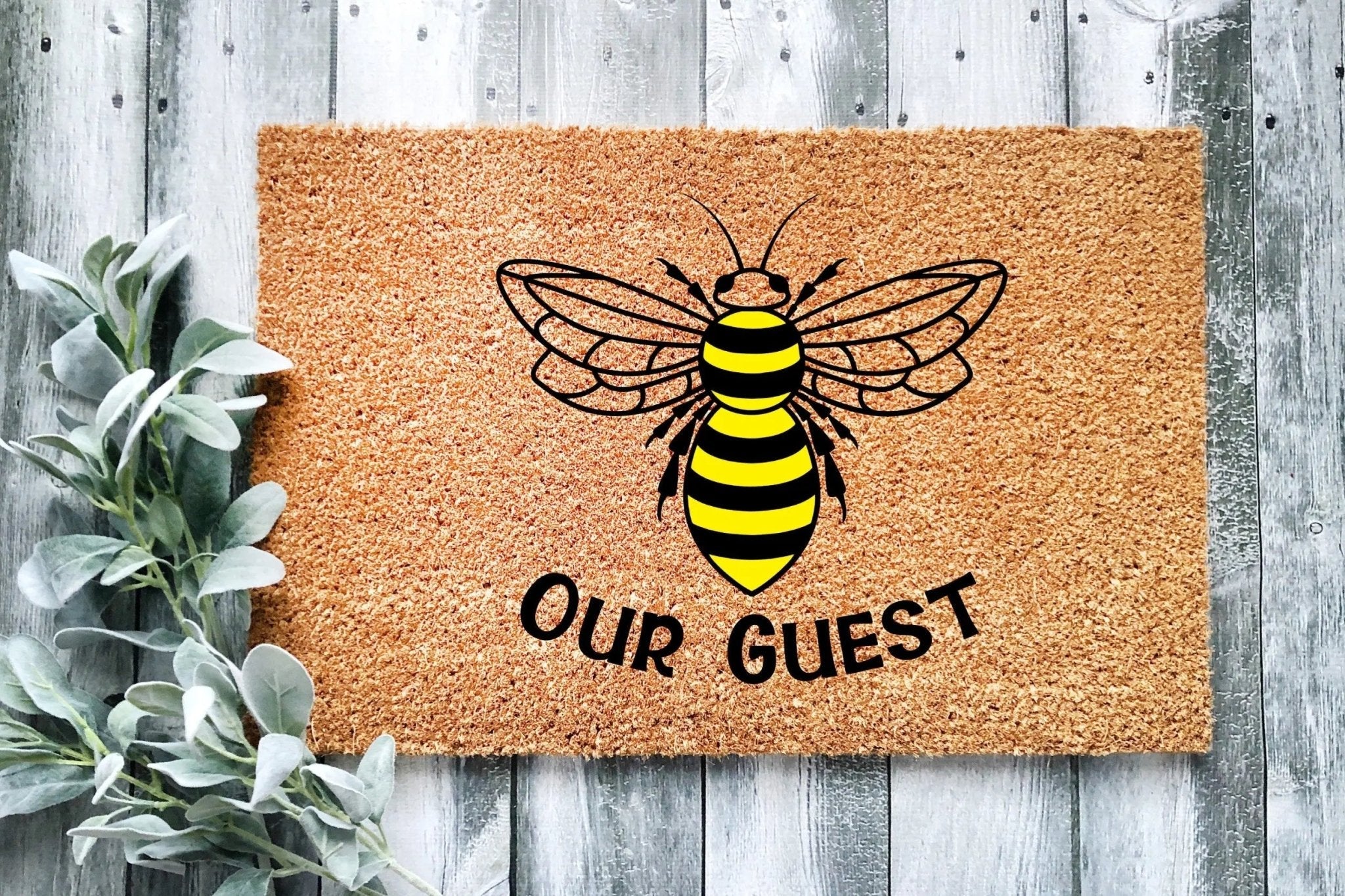 Bee Our Guest Natural Coir Doormat – Rustic Farmhouse Decor