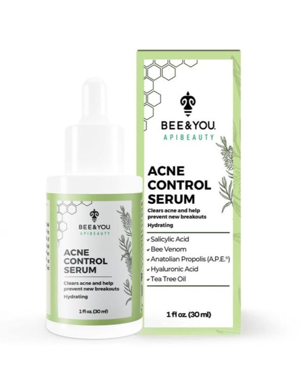 Bee & You Acne Control Serum bottle with Salicylic Acid and Bee Venom for clear skin