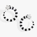 BEETLEJUICE Sandworm themed black and white striped hoop earrings