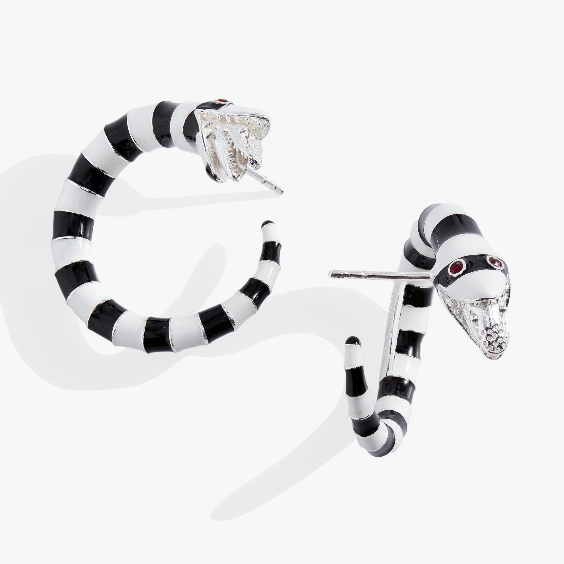 BEETLEJUICE Sandworm Hoop Earrings Black and White Striped Jewelry