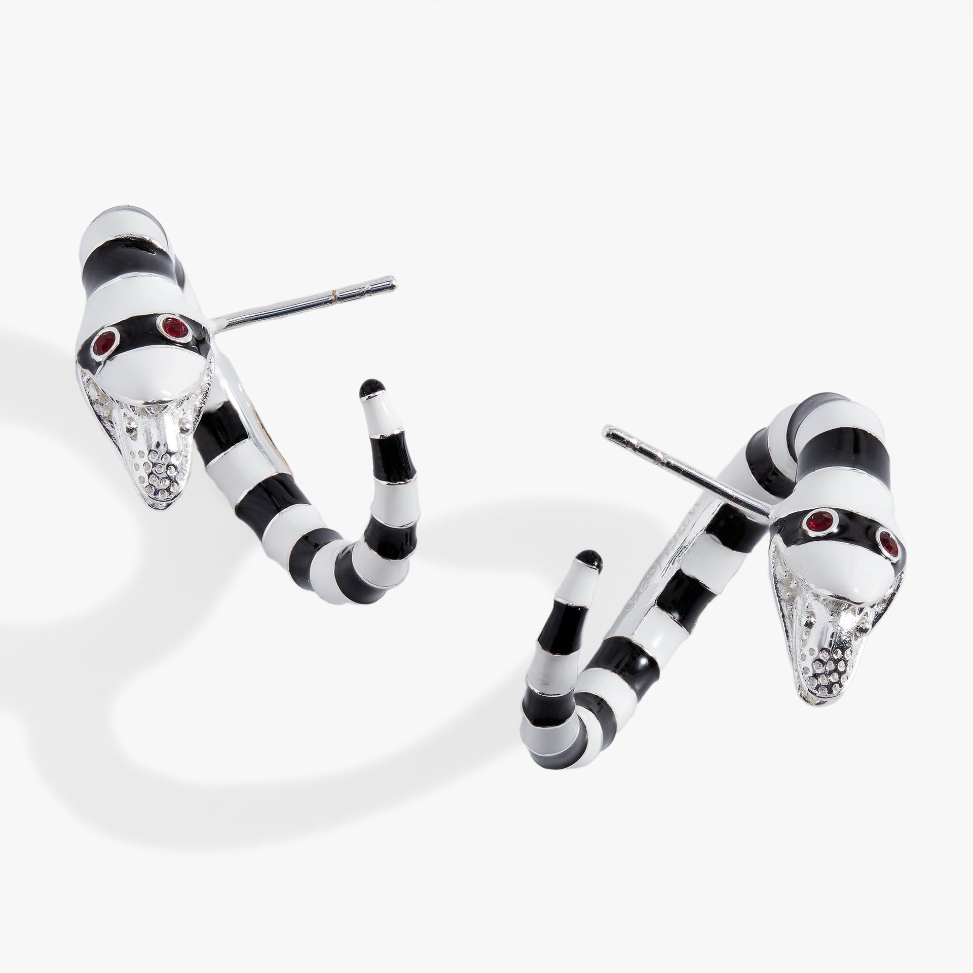 BEETLEJUICE Sandworm Hoop Earrings Black and White Striped Jewelry