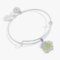 BEETLEJUICE themed charm bangle in silver with green enamel detail and back engraving.